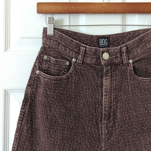 BDG Urban Outfitters Bubble Corduroy High Rise Baggy Tapered Leg Pants Brown 26 - Picture 11 of 15